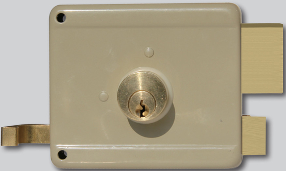 Matériau de fermeture à vis mort en laiton ou en acier Fermeture de porte à jante à cylindre unique pour installation à la surface